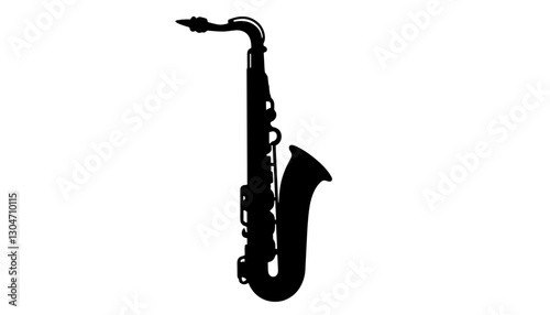 Saxophone silhouette on white background