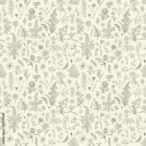 Floral Seamless Pattern: Elegant Vector Illustration for Fabrics, Wallpapers, and Packaging Design