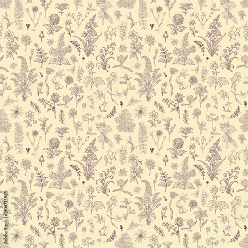 Floral Seamless Pattern: Elegant Vector Illustration for Fabrics, Wallpapers, and Packaging Design