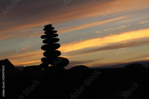 Canvas Print zen stones at sunset