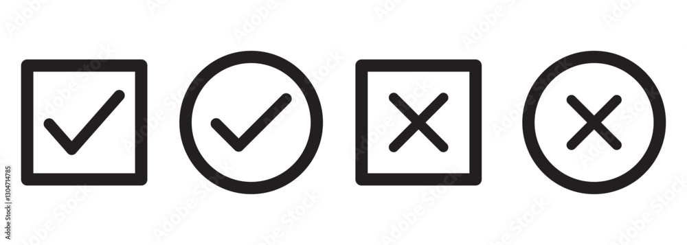 Check mark icon button set. Check box icon with right and wrong buttons and yes or no checkmark icons in green tick box and red cross. Right or wrong icons. Green tick and red cross checkmarks. Check mark icon button set. Check box icon with right and wrong buttons and yes or no checkmark icons in green tick box and red cross. Right or wrong icons. Green tick and red cross checkmarks.