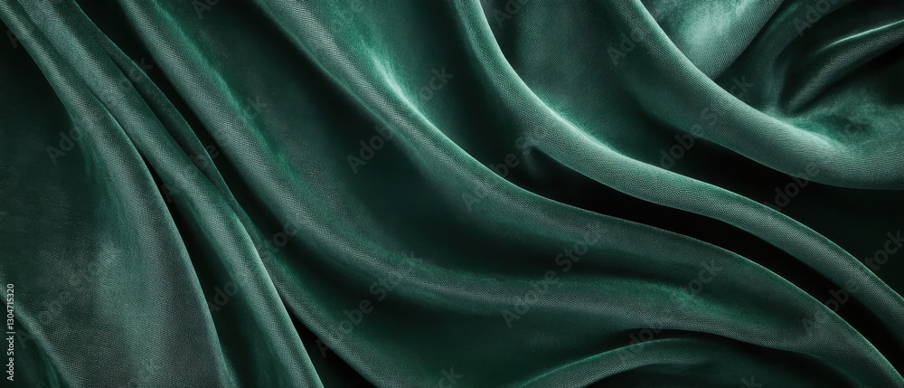 Fototapeta premium Luxurious emerald velvet fabric with elegant folds and soft texture creating a rich and inviting backdrop for design projects and creative endeavors