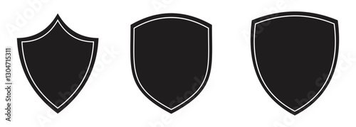Set of vintage label and badges shape collections. Vector illustration. Black template for patch, insignias, overlay. Shield icon set. Protect shield security line icons. Set of shield icon. 