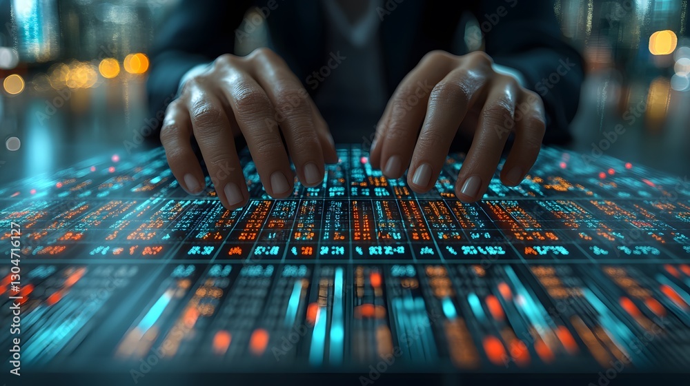 3D investment banker calculating stock performance with advanced economic forecasting tools and digital overlays 3D investment banker calculating stock performance with advanced economic forecasting tools and digital overlays