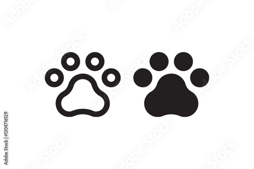 Black and White Paw Print Icon Vector