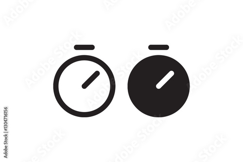 Minimalist Stopwatch Icon in Outline and Solid Vector