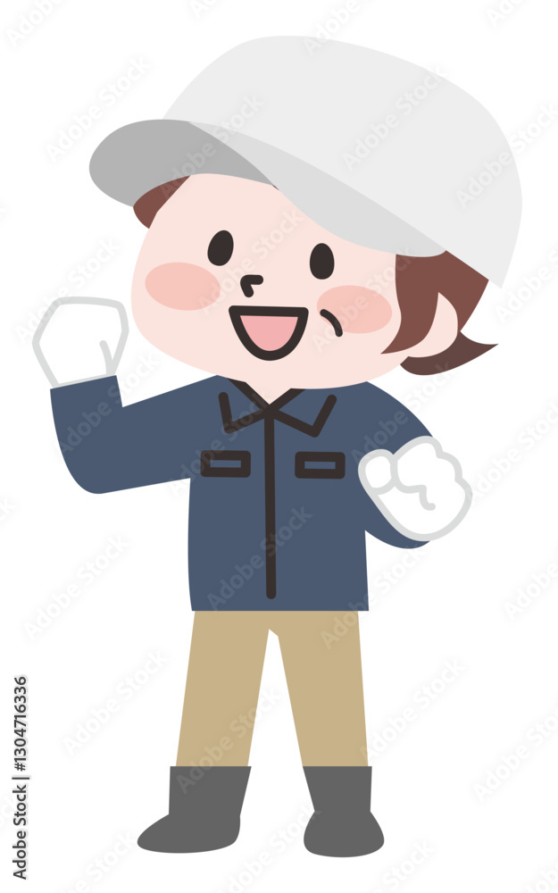 外で作業をするシニア女性 