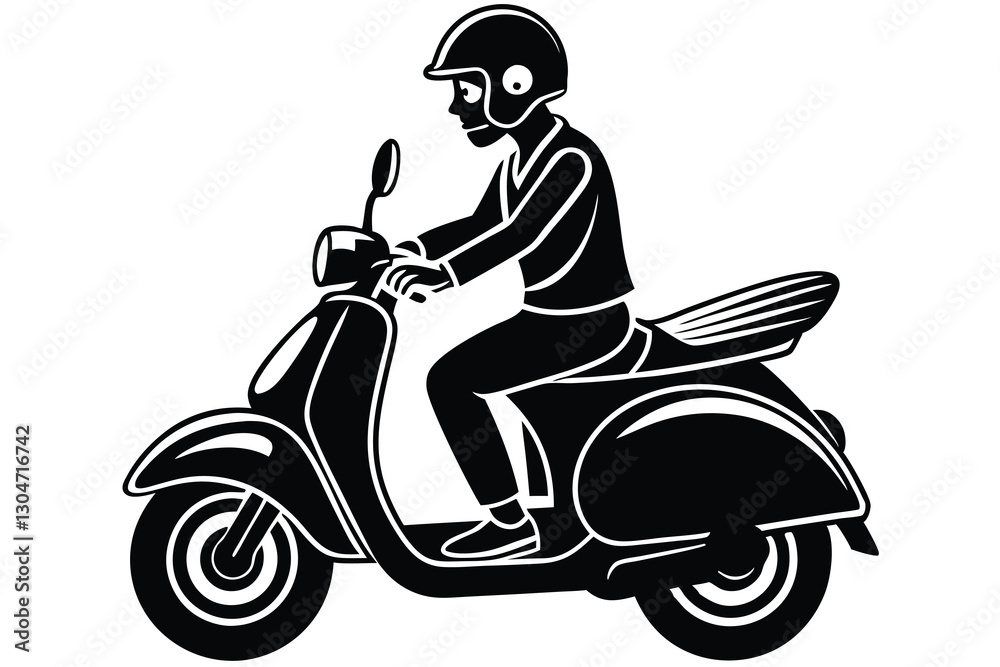 Man Riding Scooter Silhouettes Vector Man Riding Scooter Silhouettes Vector