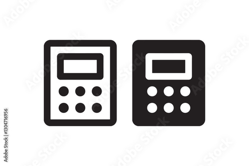 Calculator Icon in Outline and Solid Style Vector