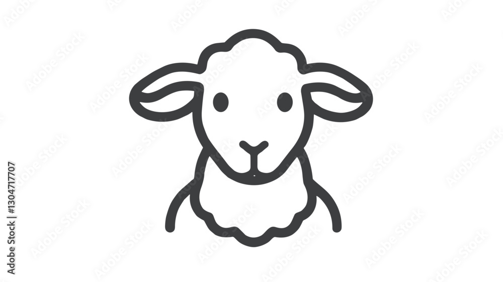 Easter lamb vector head, adorable, hand-drawn style, black and white, illustration design, copy space Easter lamb vector head, adorable, hand-drawn style, black and white, illustration design, copy space
