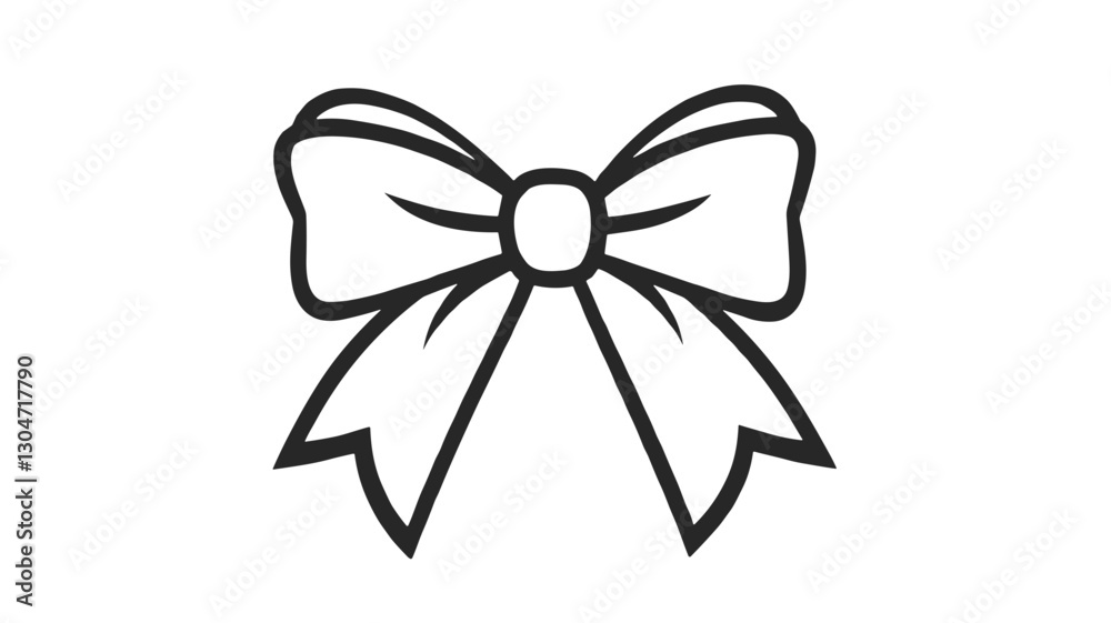 Naklejka premium Easter bow, decorative, hand-drawn style, black and white, illustration design, copy space