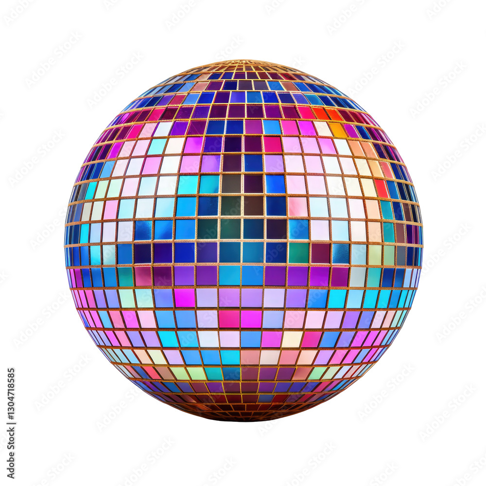 A unique multicolored disco ball on transparent background A unique multicolored disco ball on transparent background