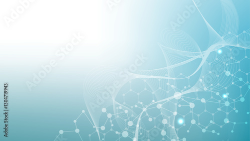 Molecular structure DNA, atom, neurons. Science concept for your design. Connected lines with dots. Medical, technology, chemistry, science background. illustration