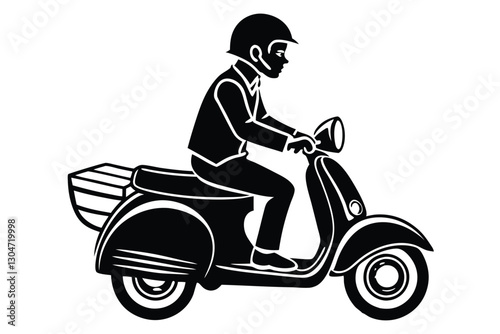 man Scooter riders silhouettes