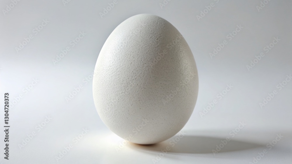 Realistic White Chicken Egg, Volumetric Easter Egg Isolated on White Background - Stock Photo Realistic White Chicken Egg, Volumetric Easter Egg Isolated on White Background - Stock Photo