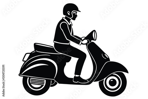 man Scooter riders silhouettes