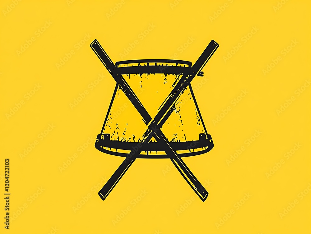 Drum icon. Crossed sticks. Yellow field Drum icon. Crossed sticks. Yellow field