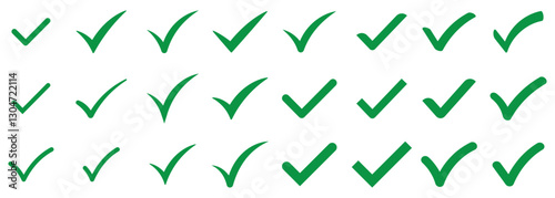 Checkmark cross on white background. Isolated vector sign symbol. Green Checkmark icon set. Checkmark right symbol tick sign. Check mark icon symbols vector. accept checkmark icons tick box checked. 