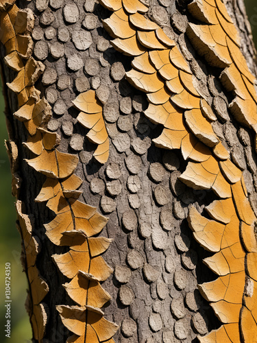 Macro of dry scaly bark of oleaster tree