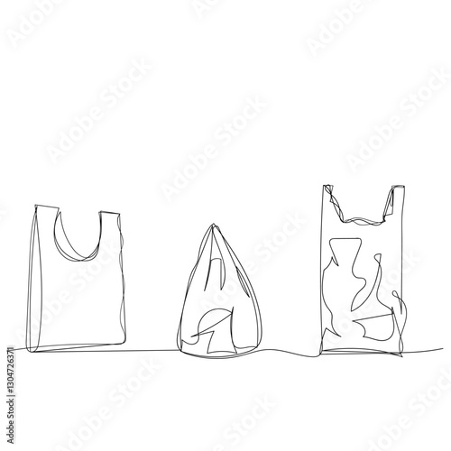 continuous line drawing doodle plastic bags icon