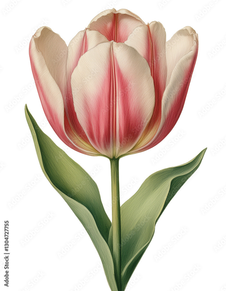 Fototapeta premium 1輪のチューリップ、イラスト素材（JPEG/PNG)