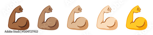 Set of muscles emoji isolated on white background 