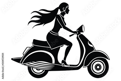 Scooter Girl silhouette vector