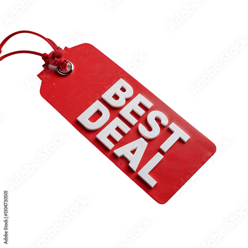 Sales Promotion Tag PNG Minimalist Red Square Design with Best Deal Text for Retail Marketing Special Offers and Bargain Advertising