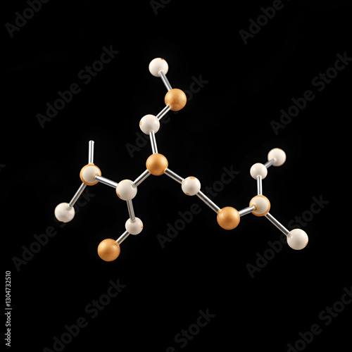 Ascorbic acid, vitamin C, C6H8O6 molecule. Food additive E300. Molecular model