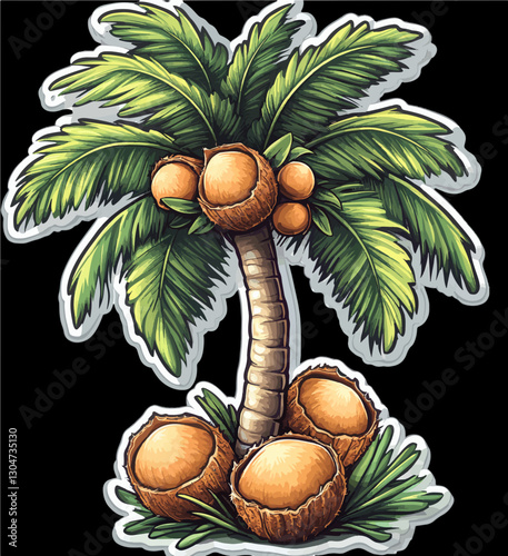 Tropical Bounty: A Vector Coconut Palm