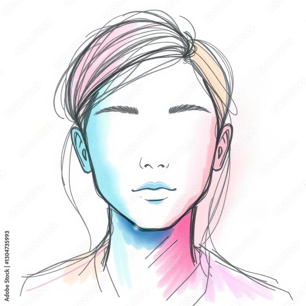 Exploring androgyny through artistic expression in a vibrant, colorful sketch showcasing inclusivity and diversity Exploring androgyny through artistic expression in a vibrant, colorful sketch showcasing inclusivity and diversity