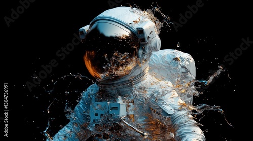 Wallpaper Mural astronaut submerged a futuristic conceptual art showcasing space exploration meeting fluidity in a dynamic display against the darkness Torontodigital.ca