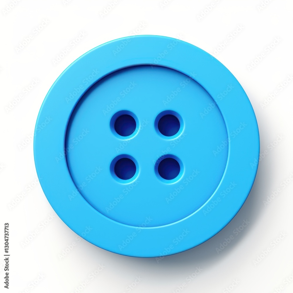 Large Blue Four Hole Button Clothing Accessory Sewing Craft Supply 3D Render Large Blue Four Hole Button Clothing Accessory Sewing Craft Supply 3D Render