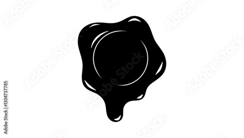 Wax seal symbol, black isolated silhouette