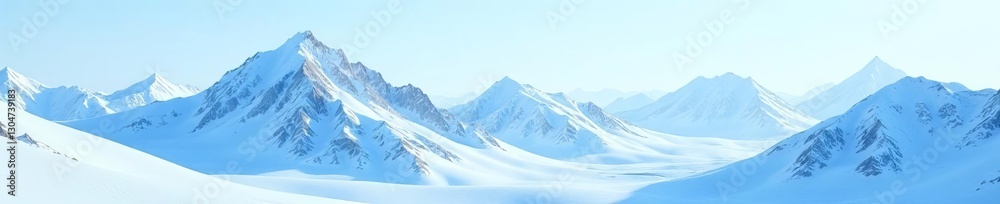 Obraz premium Abstract geometric design in shades of blue and white resembling snowy mountains, abstract, winter