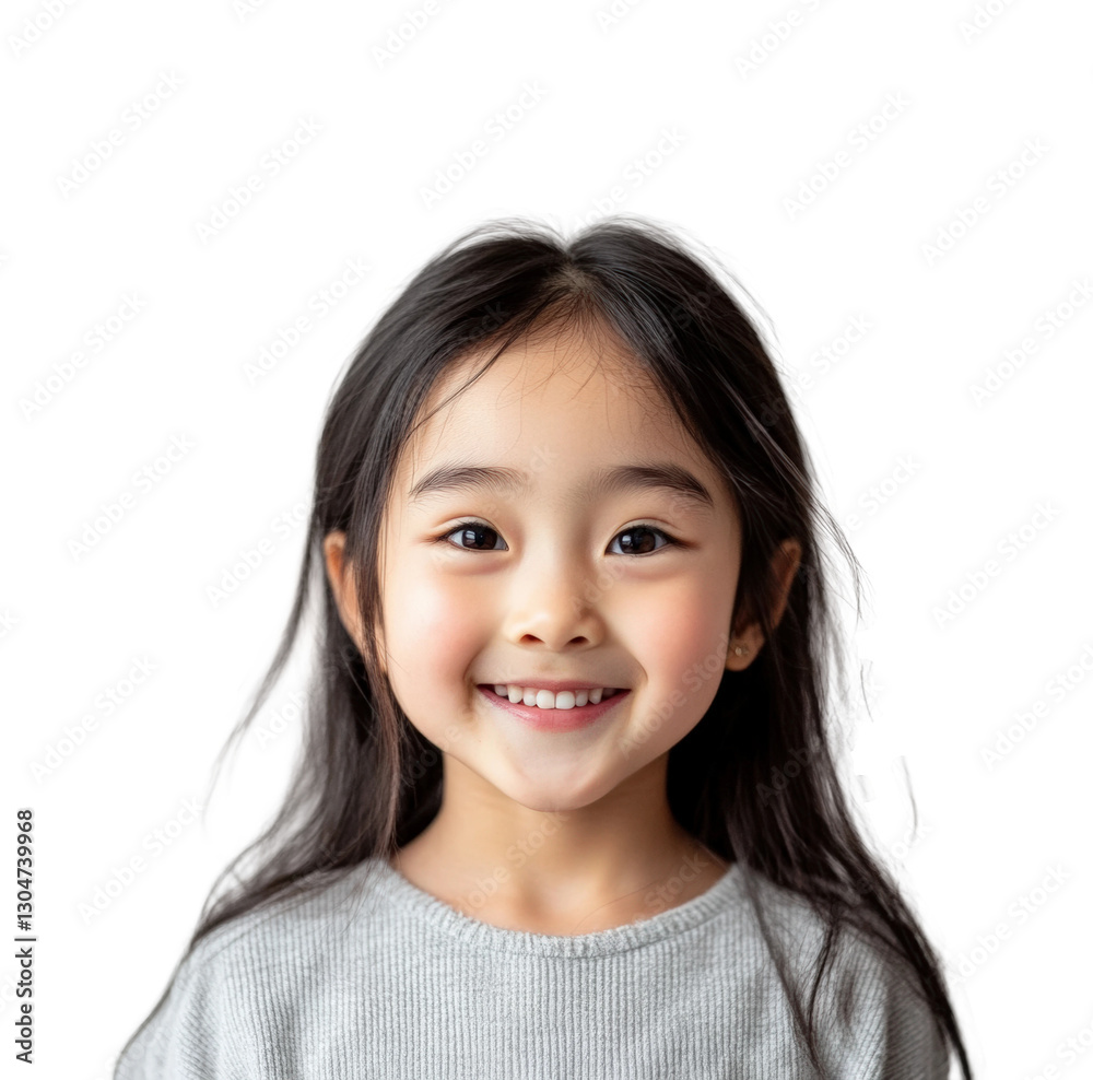 Smiling child portrait bright joy isolated on transparent background png