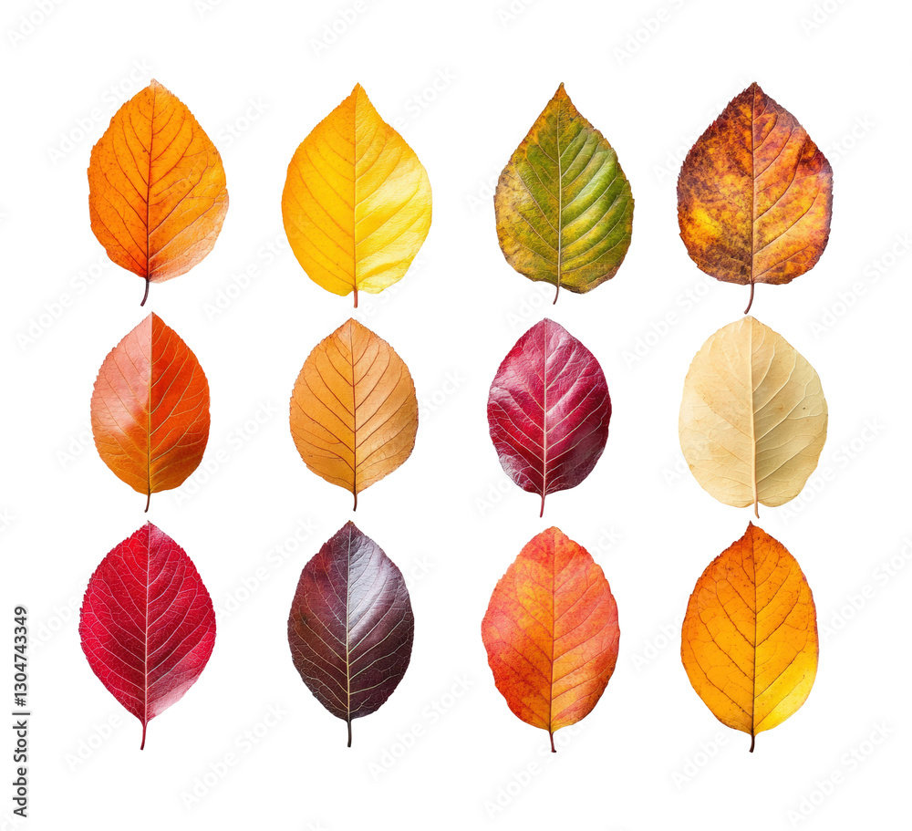 Fototapeta premium Autumn leaf color changes nature seasonal beauty isolated on transparent background png