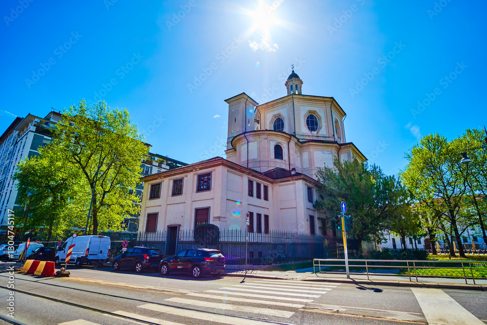 San Bernardino alle Ossa Church with its dome, Milan, Italy