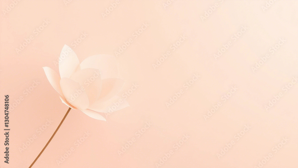 Obraz premium A delicate abstract background with a single flower on a soft pastel backdrop, creating a gentle and soothing visual experience. Perfect for feminine and elegant designs.