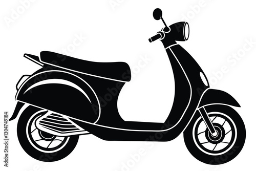 A Motorbike Scooter Vector black Silhouette