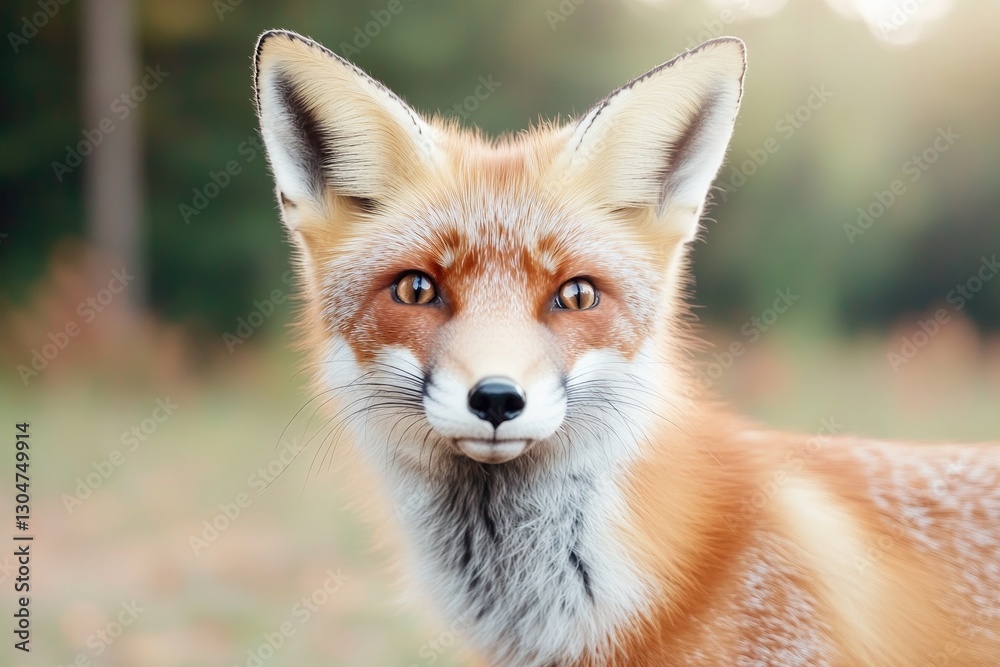 Fototapeta premium Bright red fox with expressive eyes, showcasing vibrant fur agai