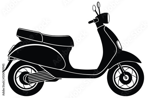 A Motorbike Scooter Vector black Silhouette