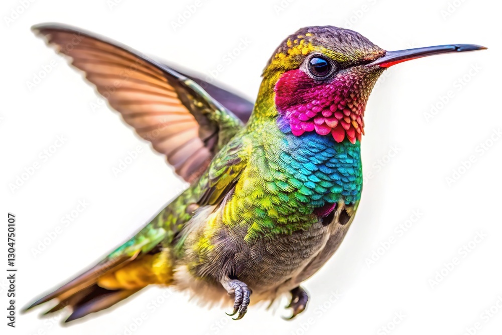 Obraz premium Realistic hummingbird prey mockup, close-up view, macro.