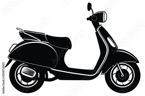 black silhouette scooter vector white background