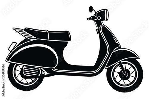 black silhouette scooter vector white background
