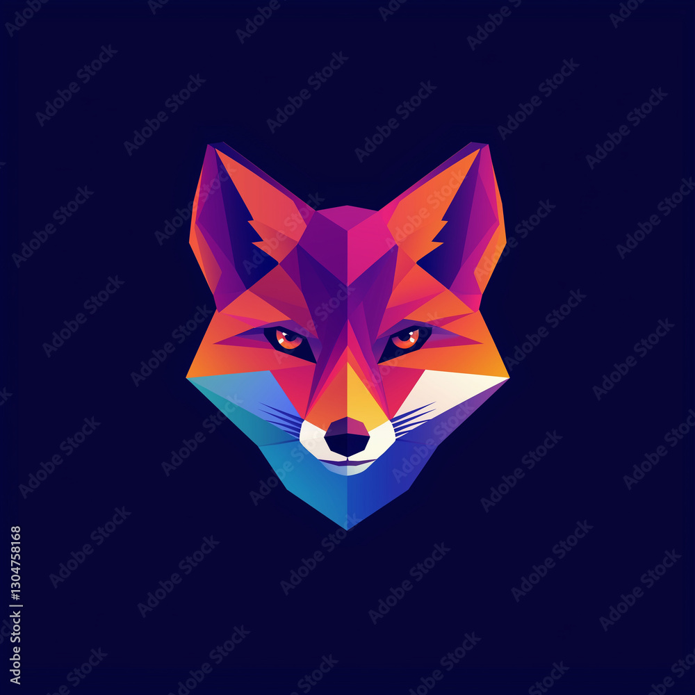 Fototapeta premium Low poly fox portrait on dark background
