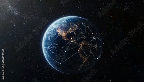 Fototapeta Naklejka Na Ścianę i Meble -  Earth Networked in Space (1)