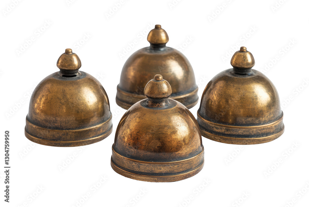 Brass service bells restaurant product display isolated on transparent background png Brass service bells restaurant product display isolated on transparent background png
