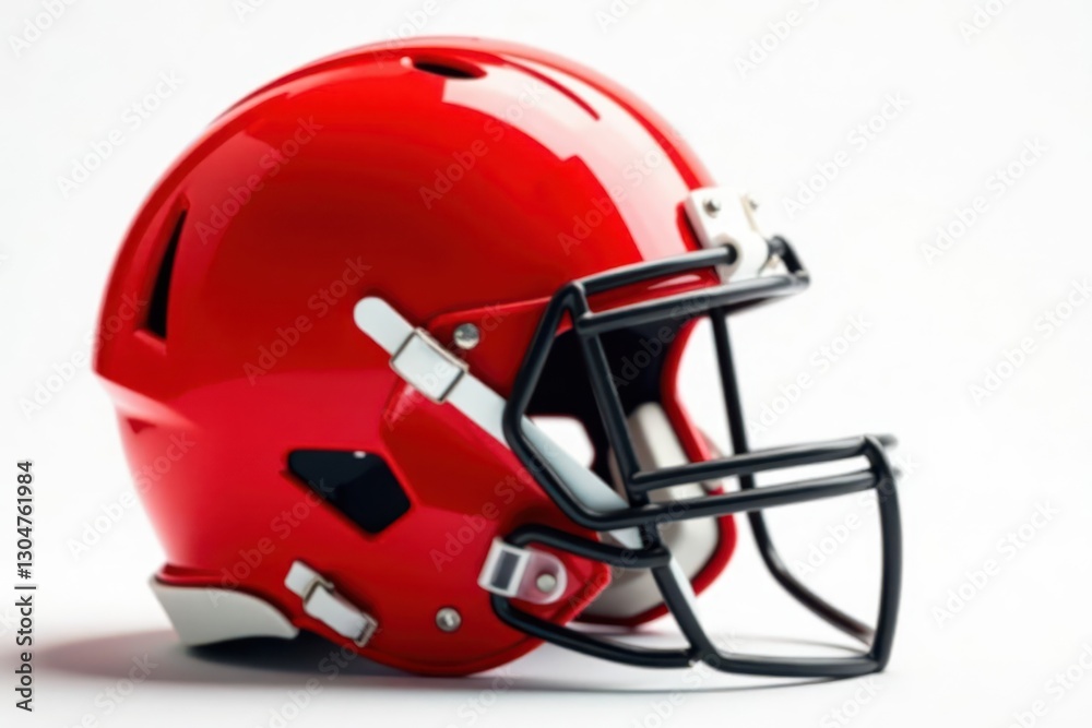 Fototapeta premium Close-up of isolated football helmet, pure white background, game, protective gear, protective equipment