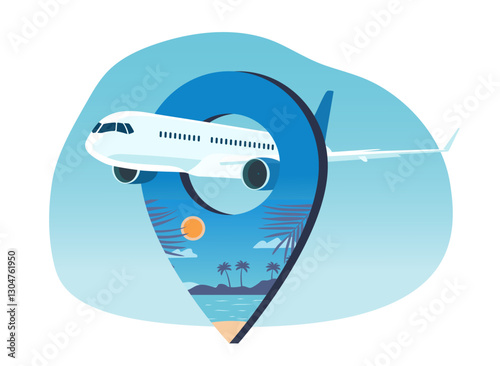 Air travel and tourism concept. Vector illustration.